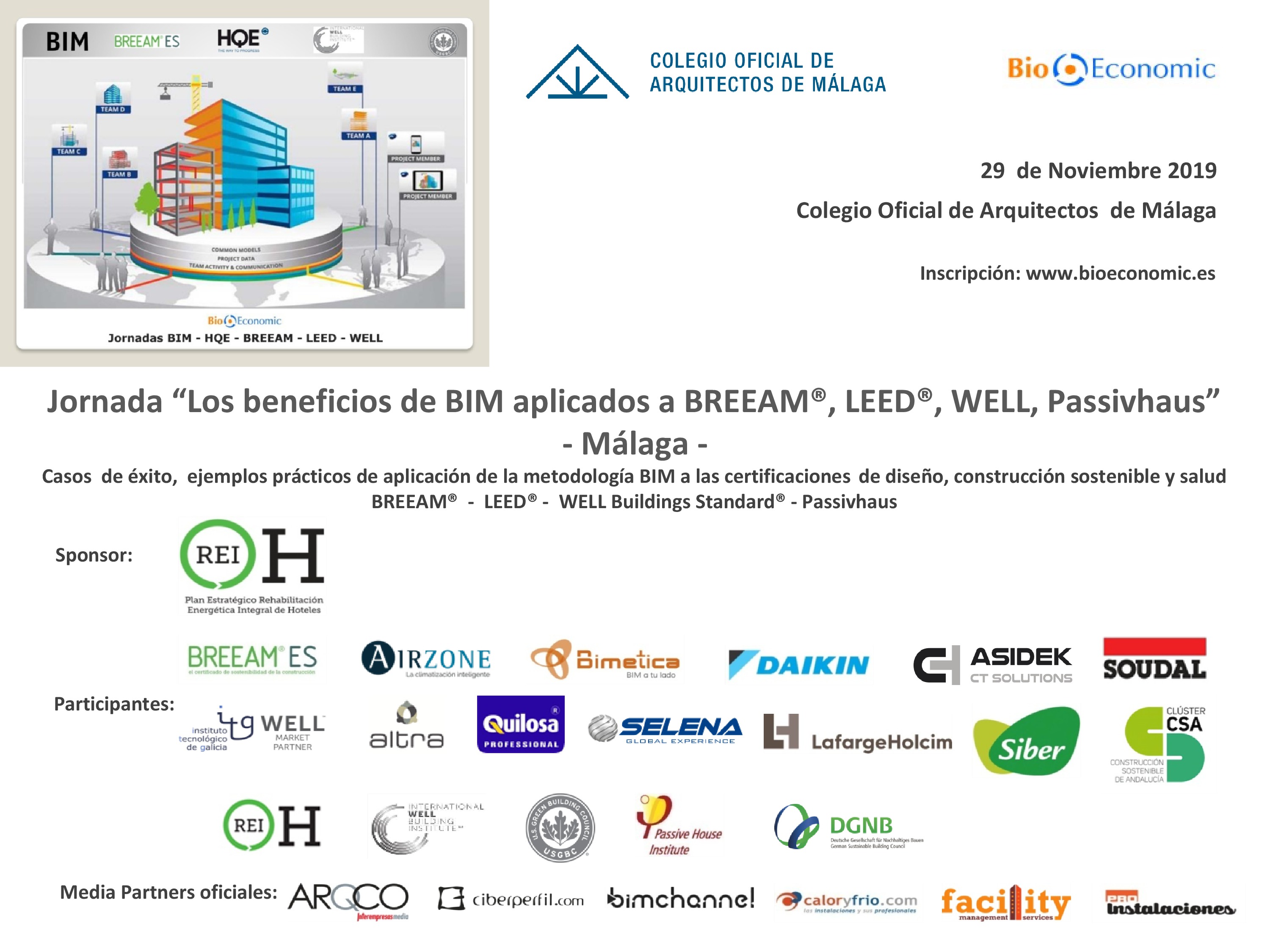 El COA - Málaga acoge la Jornada “Los beneficios de BIM - BREEAM® - LEED® - WELL - Passivhaus”